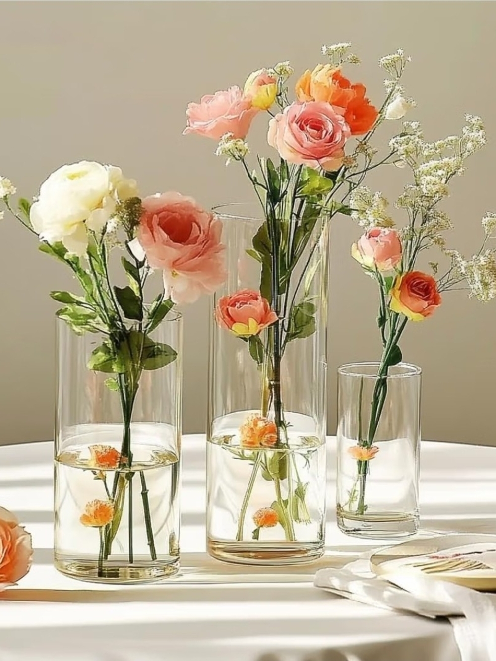 NWT Set of 18 Clear Glass Cylinder Vases Wedding Centerpieces